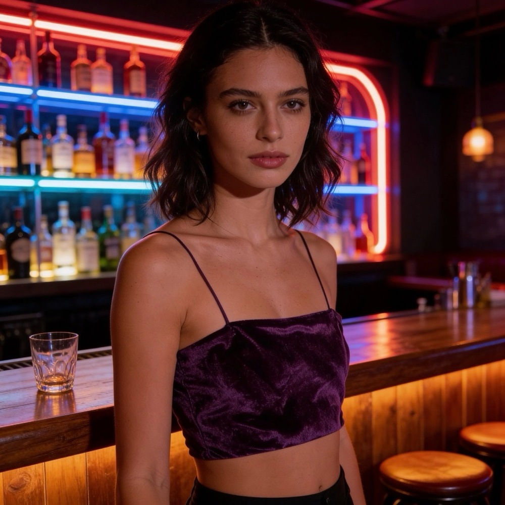 Nasty Gal Purple Velvet Cropped Bandeau Tube Top